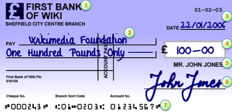 UK Bank cheque